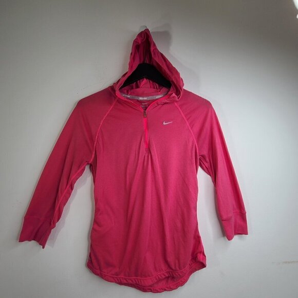 Nike Light Pink Dri Fit Pullover Active Long Sleeve Shirt Hoodie Quarter Zip - Picture 1 of 7